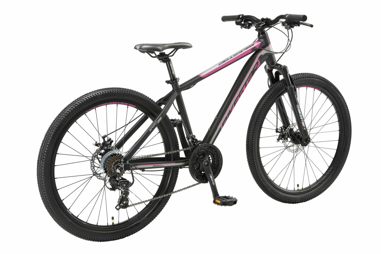 bak Marine rechtop Bikestar hardtail MTB, Sport, 26 inch, 21 speed, zwart/roze - Fietsdirect