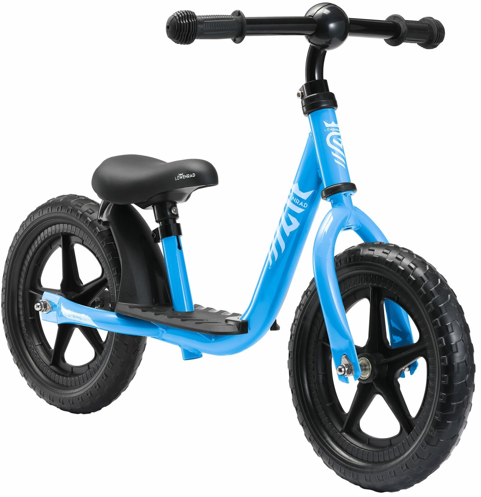 Löwenrad loopfiets met staplank 12 inch, blauw - Fietsdirect