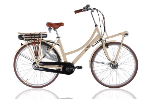 elelktrsiche damesfiets transport Rosendaal beige