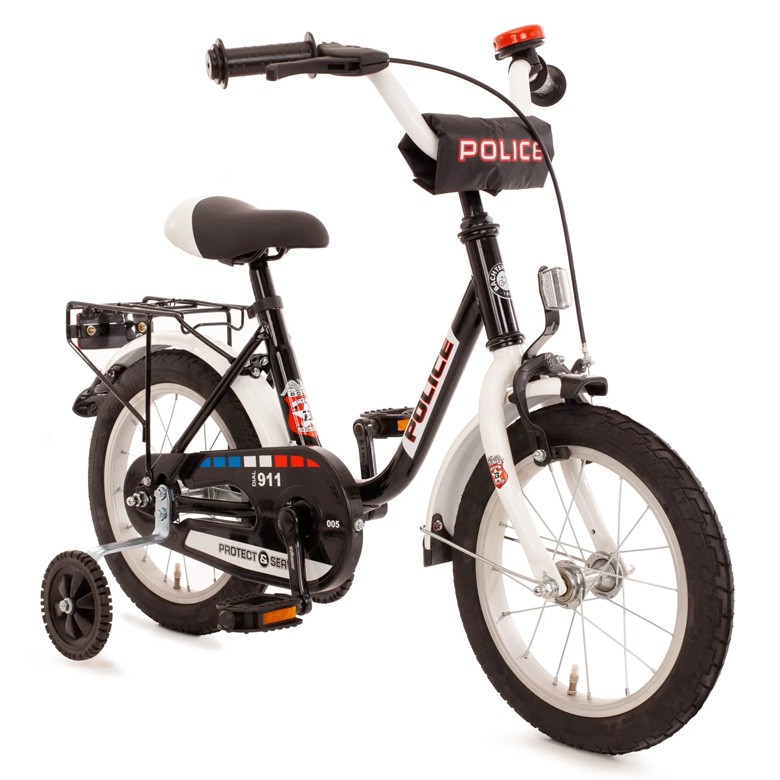 cursief pasta trainer Bachtenkirch Police, kinderfiets, 16 inch, wit en zwart - Fietsdirect