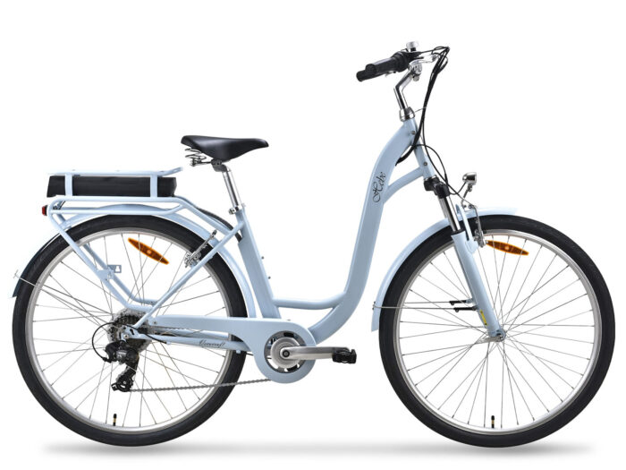 elektrische damesfiets 7 versnellingen Hebe blauw