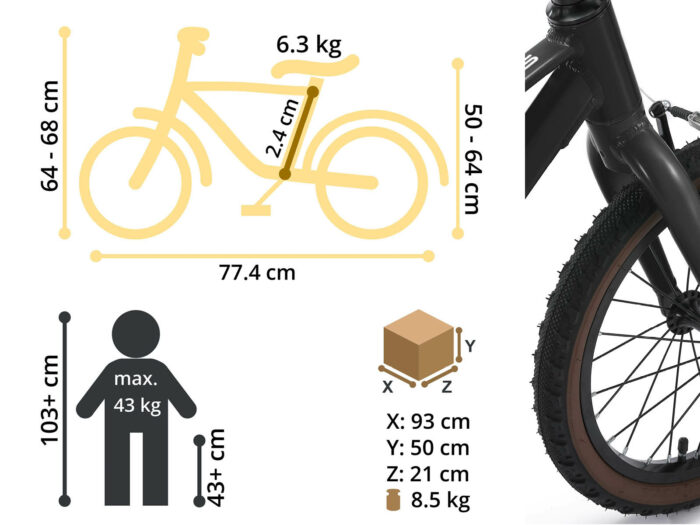 Bike star 16 black afmetingen