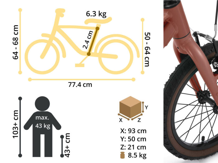 Bike star 16 copper afmetingen