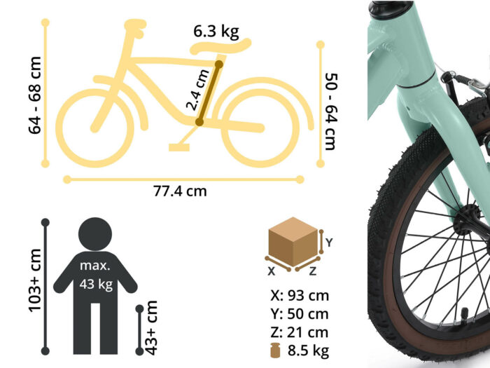 Bike star 16 green afmetingen