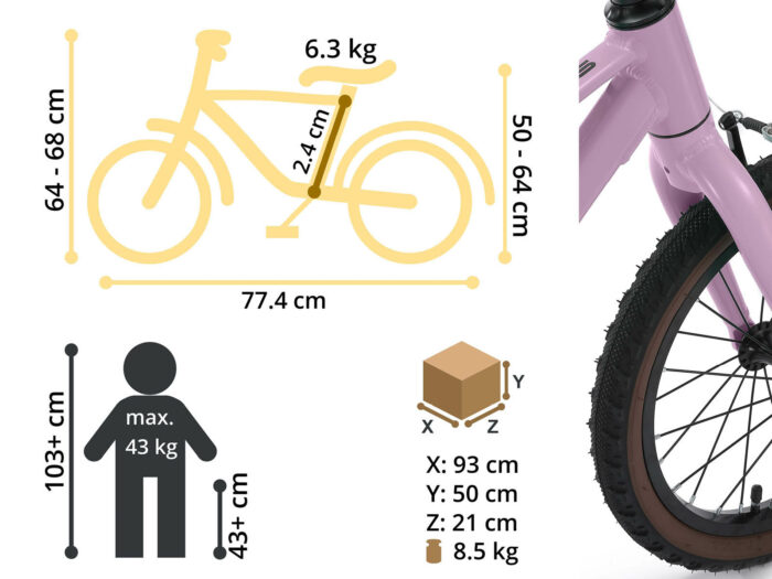 Bike star 16 plum afmetingen