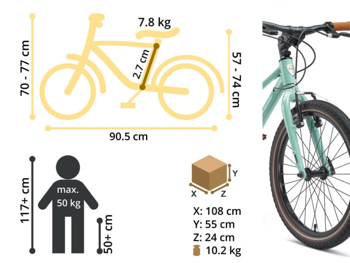 Bike star 20 green afmetingen