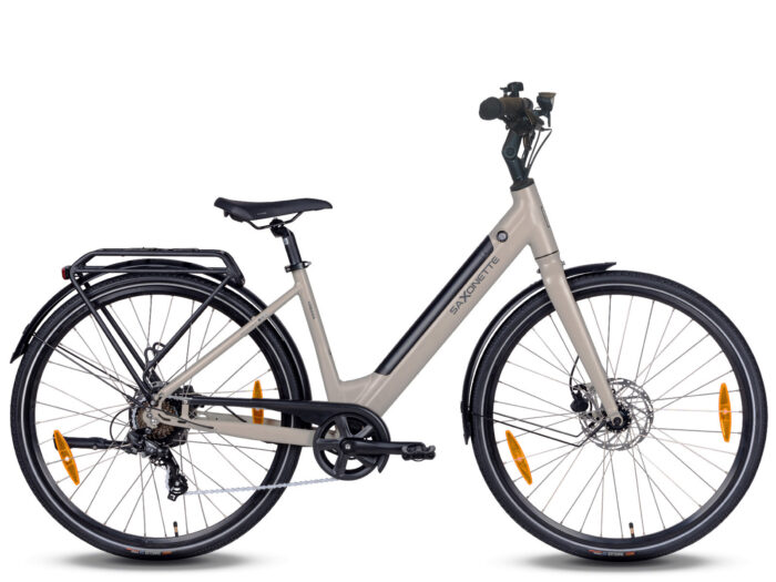 saxonette urbana dames elektrische fiets unisex zandkleur creme