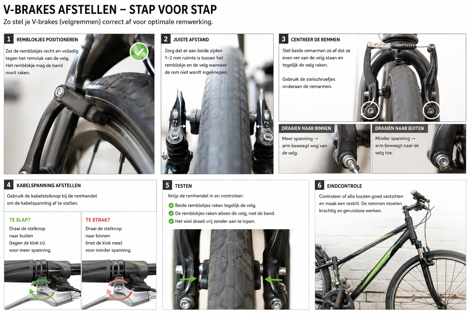 v brakes afstellen