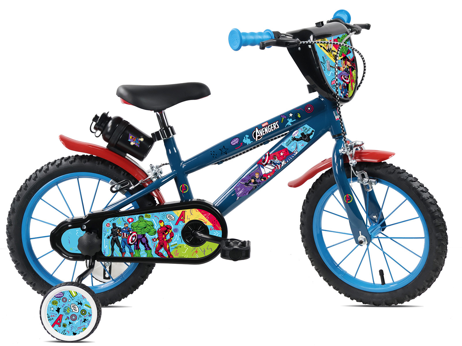 kinderfiets AVENGERS 14 inch 1 versnelling donkerblauw